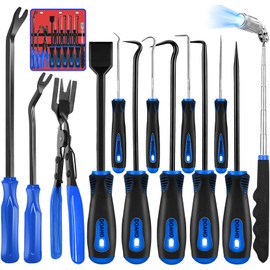 Doaho 13 Pcs Mechanic Hook and Pick Tool Set with Auto Clip Removal Plier Rivets Puller Telescoping Magnetic Pickup Gasket Scraper for Automotive Repair