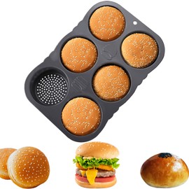 atrccs Silicone Hamburger Bun Mold 6 cavity loaf pan Non Stick Baking Pannon-stick pan easy to release household silicone food baking New Baking tool
