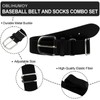 Oblihumoy Black Baseball Socks and Belt Combo Set Softball Football