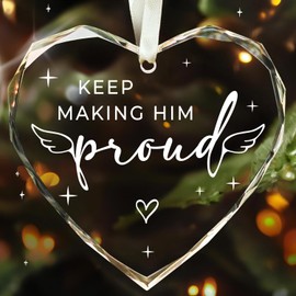 Keep Making Him Proud 3" Crystal Glass Dad Remembrance Ornament, Dad Memorial Gifts for Loss of Father - Loss of Loved One, Memorial Gifts for Loss of Father, Grandfather, Brother, Son