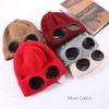 Unisex Wool Knitted Goggles Beanie, Warm Winter Stylish Hat Outdoor