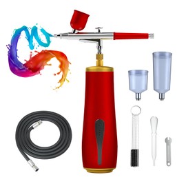 Cordless Airbrush Kit with Compressor,5200mAh Large Battery Capacity Portable Airbrush Painting Set,32 PSI High Pressure Dual Action Handheld Airbrush Gun Set for Painting,Make up,Nail Art,Model Color