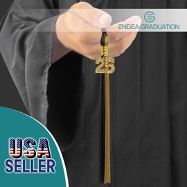 Endea Graduation Double Color Tassel with Gold Bling Charm (Black/Antique Gold, 2025)