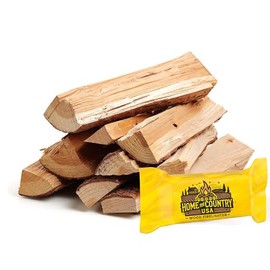 Seasoned Firewood by Home and Country USA. Hardwood, Kiln Dried firewood for Outdoor fire pits, Wood Burning stoves, and Campfires. Comes in 25LB Bundles (Without Starter)