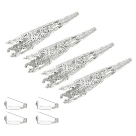 PATIKIL 41mm Corsage Decorative Holder, 4 Pcs Brooch Pin Vase Pocket Boutonnieres Holder with Bar Pins for Wedding Party DIY Crafts, Platinum