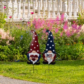 Northlight USA Patriotic Gnome Outdoor Garden Stakes - 27.5" - Set of 2