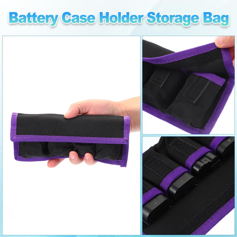 PATIKIL Camera Battery Pouch Cases, 4 Pocket Nylon DSLR Battery