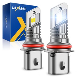 Laxmas 9007 28000LM Bulbs, 6500K Cool White 9007 Fog Lights with 15000RPM Cooling Fan, wireless, IP67 Waterproof, Plug-N-Play, Pack of 2