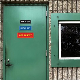 All Quality Standard Not an Exit Wall or Door Sign - Durable Material | Double-Sided Foam Tape | Red - Small (2 Pack)