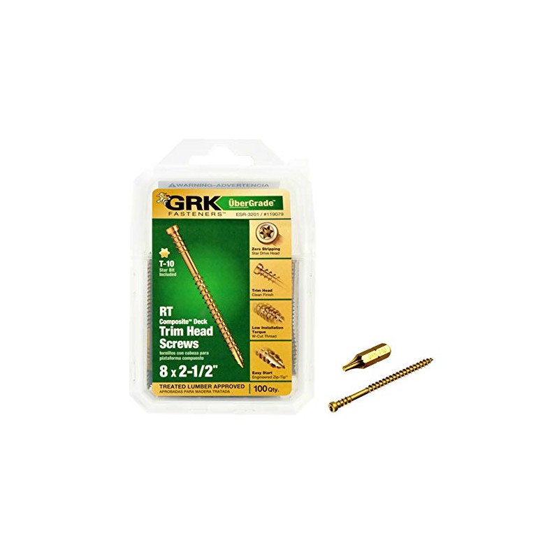GRK 119079#8 by 2-1/2-inch RT Trim Screws, (100 pack)