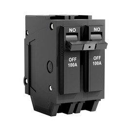 100 Amp 2Pole Miniature Circuit Breaker, 240/400 V Thermomagnetic Breaker, Dual Pole Electrical Protection for Commercial and Industrial Use, 10 kA, Black