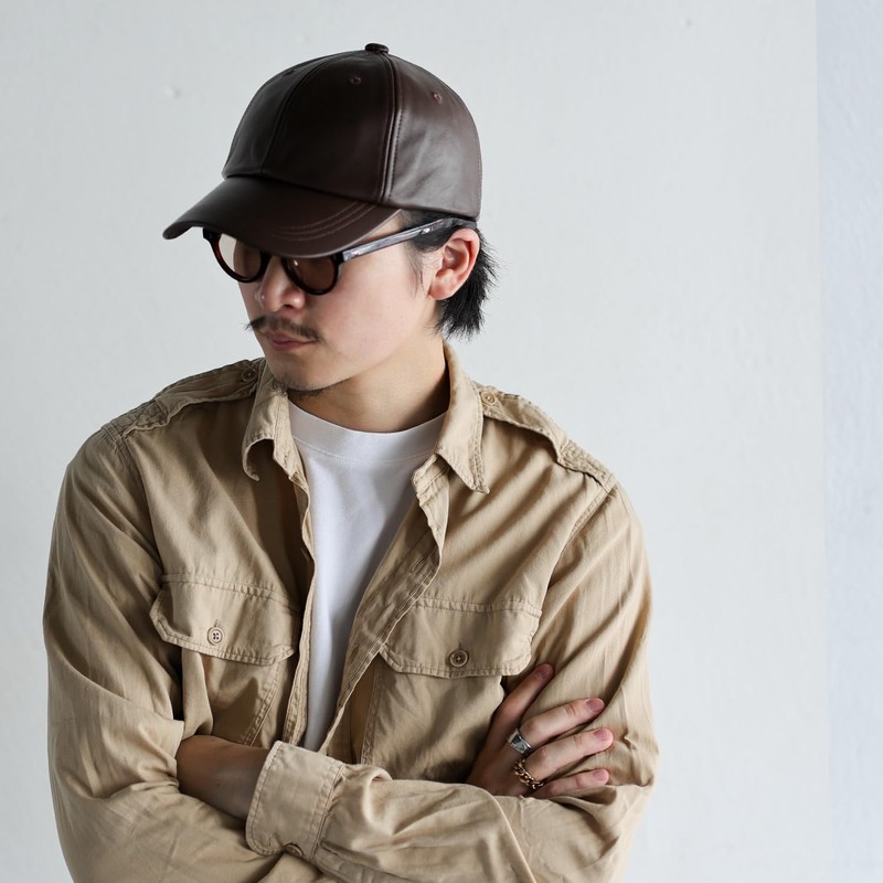 ReqHatter Genuine Leather Leather Low Cap Hat 6 Panel Cap