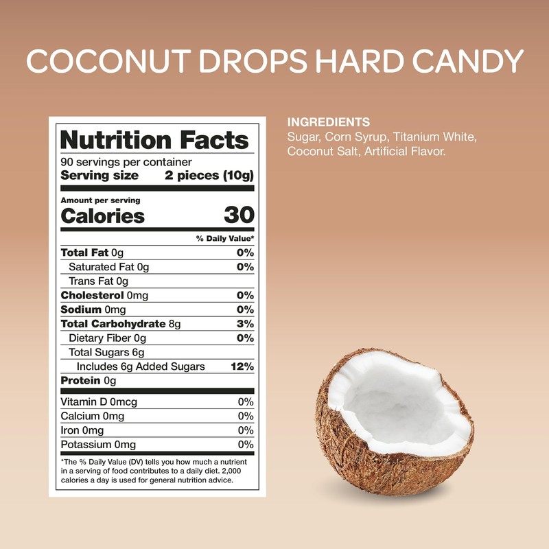 Coconut Hard Candy - 2 Pound Bulk Pack (About 170