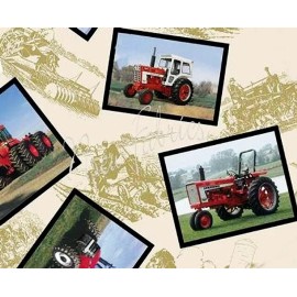 VIP/Cranston Red Farm Tractor Cotton Fabric IH Farmall International harvester    BTHY