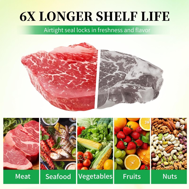 50 Pack Reusable Vacuum Sealer Bags for Food, 5 Assorted