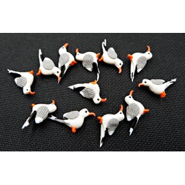 1shopforyou Lot of 12 pcs Small Seagull Décor Birds Decorative Figurine Set – Garden & Patio Accent