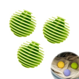 Newsones Laundry Balls, Dusting Laundry Balls, Drum Type, Washer and Dryer Safe, Tangle-Free, Set of 3, Green