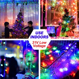 Ghope Christmas Icicle Lights Outdoor, 400 LED 32.8ft 8 Modes Timer IP44 Waterproof Fairy String Light with 64 Drops, Christmas Lights for Christmas Decorations,Holiday, Party, Wedding, Eaves