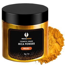 Pure Gold MICA Powder for EPOXY Resin 56G / 2OZ. JAR - TECHAROOZ 2 Tone Resin DYE Color Pigment Powder for Lip Gloss, Nails, Colorant for Slime Bath Bombs SOAP Making & Polymer Clay