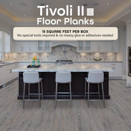Tivoli II Self Adhesive Vinyl Floor Planks, 10 Pack - 6" x 36", Silver Spruce - Peel & Stick, DIY Flooring - Natural Wood Grain Feel for Kitchen, Dining Room & Bedrooms by Achim Home Decor