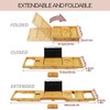 Foldable Bamboo Bathtub Tray Caddy - Expandable Bath Tray for