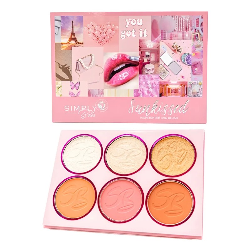 Paleta 6 Tonos Rubor Iluminador Sunkissed Simply Bella Orig Sunkissed