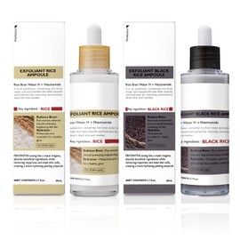 2 PCS Rice Exfoliating Ampoule Set, [2025 Upgrade] Black + White Rice Exfoliant, Peel & Shot Glow Rice Ampoule Duo for Glowing Skin | Gentle Peel + Pore Minimizing & Deep Hydration for All Skin Types