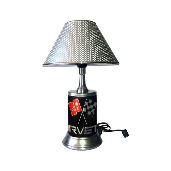 JS Table Lamp with Silver Shade, Embossed Logo Plate Rolled in on The lamp Base, Corv.