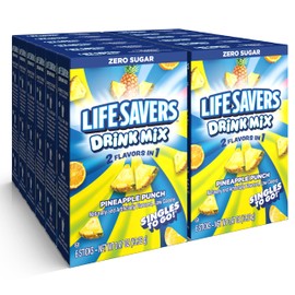 Lifesavers Singles to Go Powdered Drink Mix, Pineapple Punch, 6 Stick Per Box, 12 Boxes Included for Total of 72 Sticks
