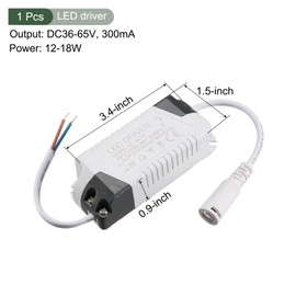 YOKIVE 12-18W Constant Current 300mA LED Driver AC 85-265V Comes with DC Connection Short Circuit Protection Ideal for LED Display (Output 36-65V)