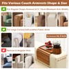 GHKINMAL Couch Cup Holder Tray, Acacia Wood Couch Armrest Table