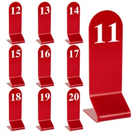 Muka Set of 10 Acrylic Double Sided Table Numbers, Number Signs for Wedding Restaurant Banquet-Red-Number 11to20