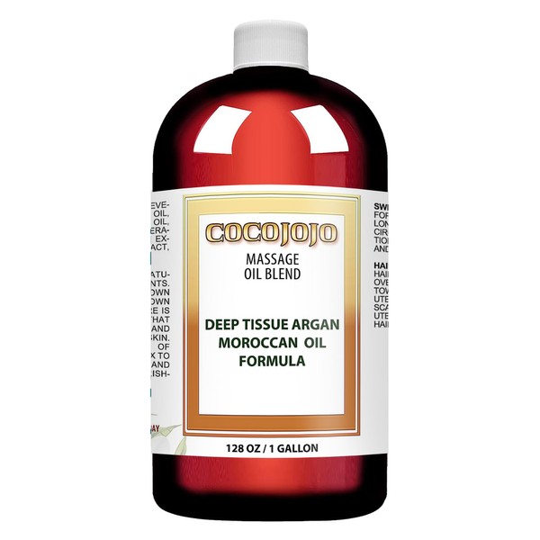 Cocojojo Massage Oil Deep Tissue 32 Oz Pure Massage Oils for Massage Therapy with 100% Pure Moroccan Argan Oil - All Natural Massage Oil