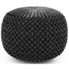 Pemberly Row Contemporary Boho Round Pouf in Slate Gray Velvet