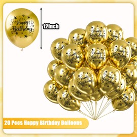 Jwssor Birthday Balloons,20pcs Metallic Gold Balloons,12inch Happy Birthday Balloons for Women Men Birthday Party Decoration
