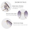 LumiSyne Women's Oversized Rimless Sunglasses, Hexagon Diamond-Cut Lenses, Metal Frame,