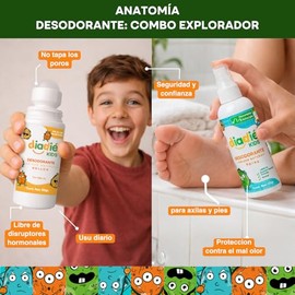 DIADIE KIDS Desodorante natural para Niños, Rollon y Atomizador 2 Pack