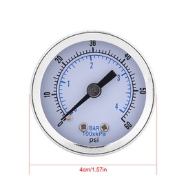 40mm Dia 0-60psi / 0-4bar Dual Scale Pneumatic & Hydraulic All Purpose Pressure Gauge Meter Manometer Gas Water Oil Pressure Tester Piezometer 1/8"BSPT Brass Internal