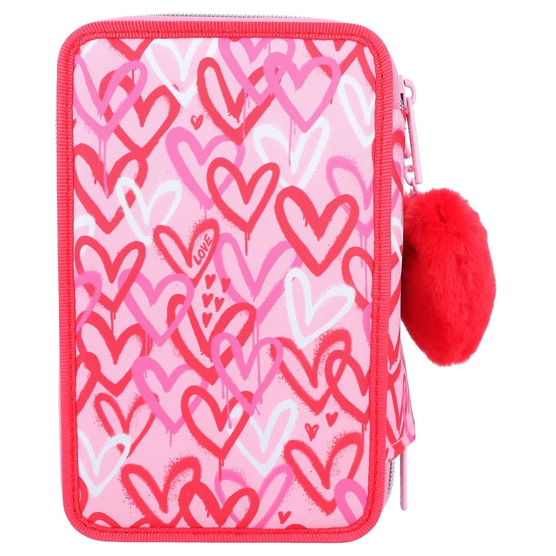 Depesche TOPModel 12230 One Love 3-Compartment Pencil Case with Glitter,
