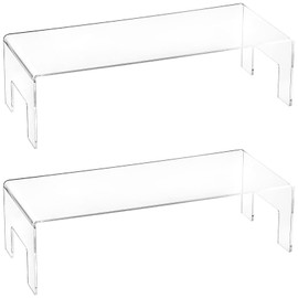 Frcctre 2 Pack Clear Acrylic Display Risers, 5mm Thick Acrylic Display Stand Showcase Fixtures for Jewelry, Acrylic Display Shelf for Dessert Cupcake Candy Toys Figures Cosmetics - 12"x5"x3.3"