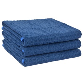 VIVOTE-Microfibre Tea Towels_Waffle Drying Kitchen Towels_Dish Cleaning Towel_Soft and Thick tea towel_ Blue T Towels 40X56cm (3pcs Navy Blue)