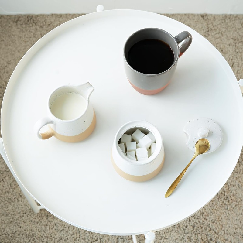 Bosmarlin Ceramic Sugar and Creamer Set, Sugar Bowl with Lid