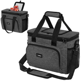 OPUX Soft Cooler Bag, Insulated Collapsible Lunch Cooler Tote for Men Work Camping Beach Travel, Portable Soft Sided Leakproof Waterproof Large Lunch Bag Box with Shoulder Strap 30 Cans, Charcoal Gray