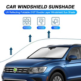 KUST Parasol para parabrisas para Volkswagen VW Tiguan 2018 2019 2020 2021 parasol plegable parasol protector de pantalla de sol bloquea los rayos UV para mantener tu coche más fresco
