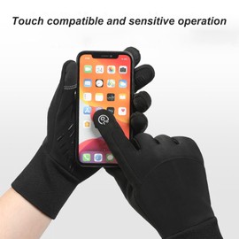 ActFun Winter Warm Cycling Gloves, Touchscreen Gloves Windproof Thermal Non-slip MTB Gloves for Men Women Running Driving Climbing Hiking Skiing, Black