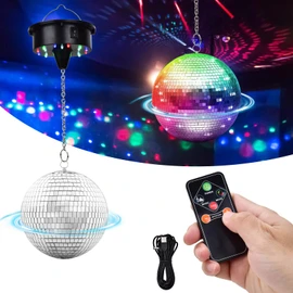 Rotating 6" Disco Ball with Motor,6-12RPM Adjustable Spend for Hanging 8 to 24 Inch Ball,Disco Motor Light with 4 Color Lights for DJ Bands Weddings Party Birthday