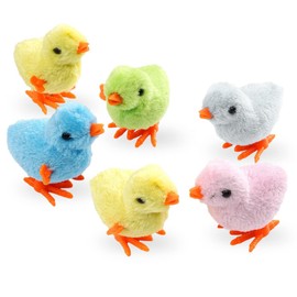 XiXiRan Easter Wind Up Chicken Toy, Pack of 6 Chicken Toy Gift for Little Boys and Girls, Easter Decoration Chick, Chick Toy Easter, Easter Basket Fillers (Random Colour)