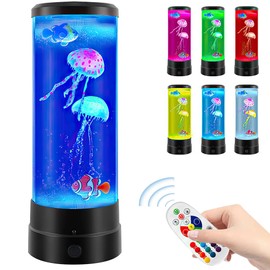 YANGUN Jellyfish Lamp Jelly Fish Lava Light, 12'' Jellyfish Lamp Jellyfish Aquarium with 16 Change Colours Modes, Realistic Jellyfish Lamp Aquarium, USB Dimmable Mood Light for Home Office Decoration