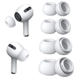 Foweroty [4 Pairs] Replacement Ear Tips for Airpods Pro and Airpods Pro 2nd Generation with Noise Reduction Hole in Portable Storage Box, with Cleaning Sticks and Cleaning Putty(White-XS/S/M/L)