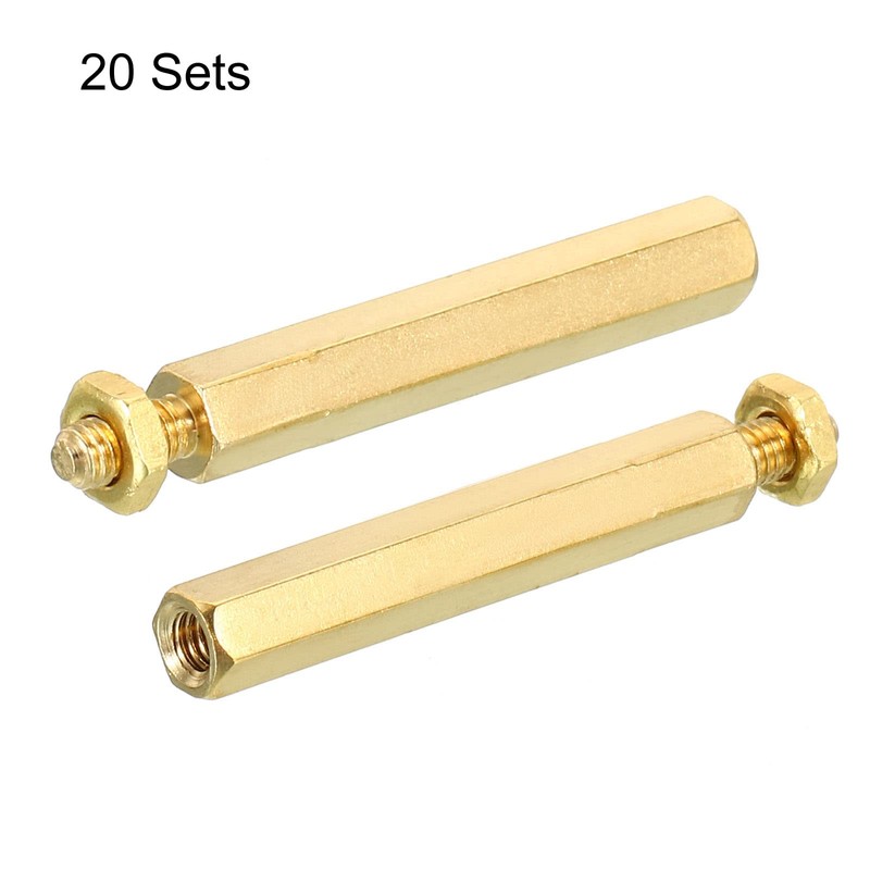 PATIKIL 30mm+6mm M3 Standoff Screws, 40 Pack Brass Hex PCB
